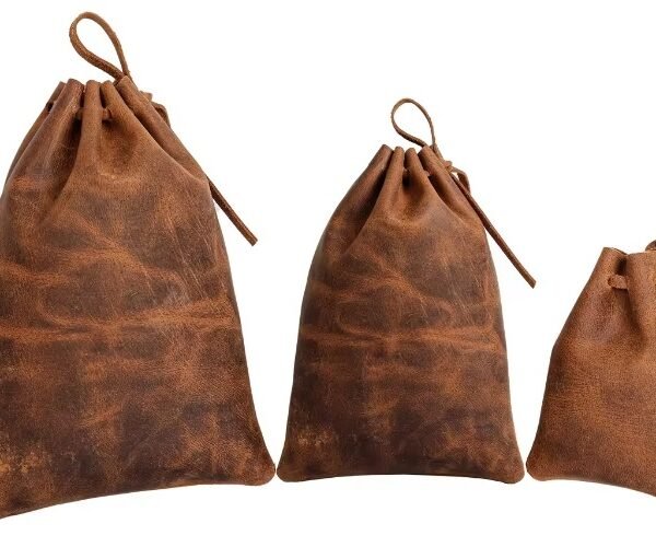 Leather Drawstring Bag & Pouch